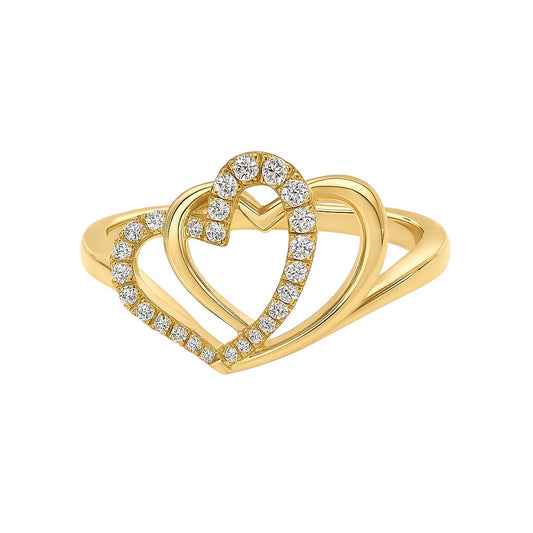 18k Gold with Natural Diamond Locked in Love Ring (0.20 tcw)