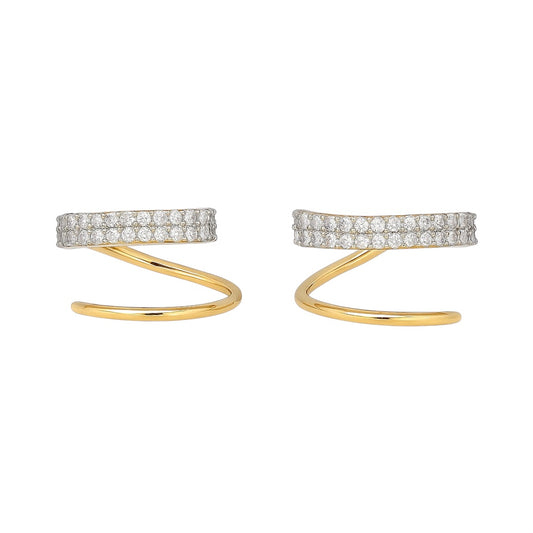 14k Gold and Natural Diamond Double Loop Huggie Hoop Earrings (0.362 tcw)