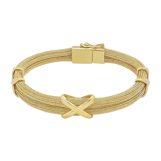 14k Gold Triple X Italian Mesh Bracelet - 7"