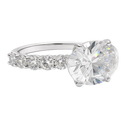 18k White Gold with 4.0ct East/West Oval Lab Grown Diamond and 1.2ct Round Side Stones (5.2tcw)